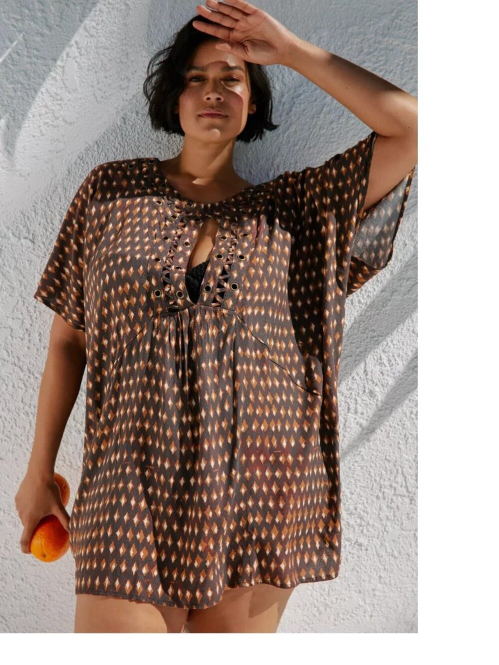 Anthropologie Graham Keegan Short-Sleeve Keyhole Tunic size 1x new nwt orange